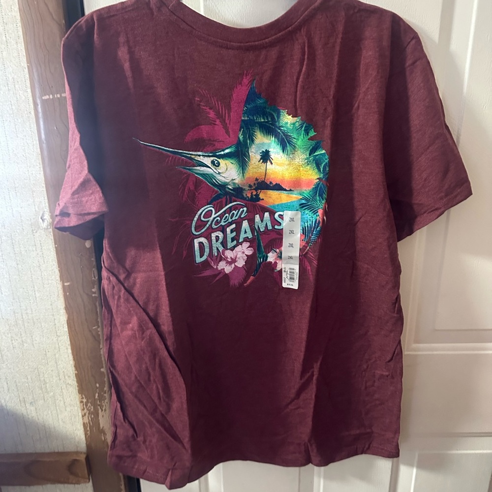 CROFT & BARROW MEN’S OCEAN DREAMS GRAPHIC TEE: RED: NWT: SZ 2XL